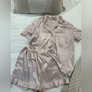 Women's Short Sleeve Pajama Set - Light Blush Pink